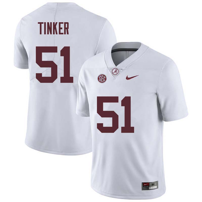 Men #51 Carson Tinker Alabama Crimson Tide College Football Jerseys Sale-White